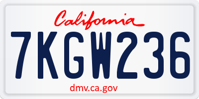 CA license plate 7KGW236