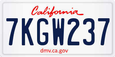 CA license plate 7KGW237