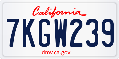 CA license plate 7KGW239