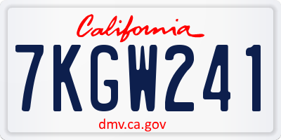 CA license plate 7KGW241