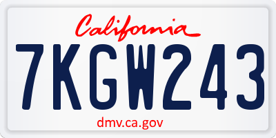 CA license plate 7KGW243