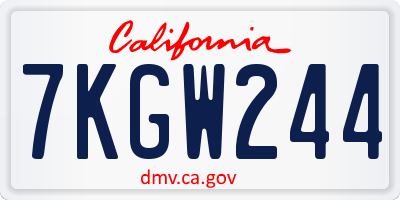 CA license plate 7KGW244