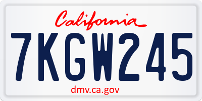 CA license plate 7KGW245