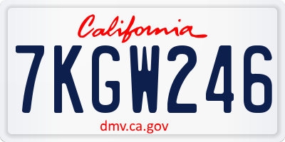 CA license plate 7KGW246