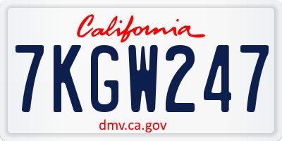 CA license plate 7KGW247