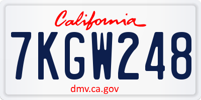 CA license plate 7KGW248