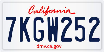 CA license plate 7KGW252