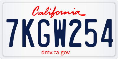 CA license plate 7KGW254
