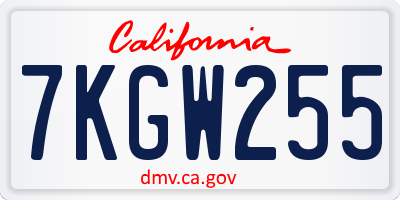 CA license plate 7KGW255