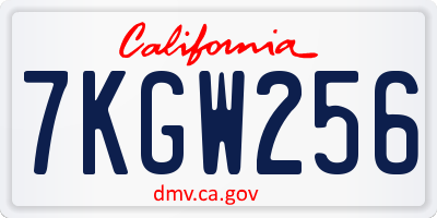CA license plate 7KGW256