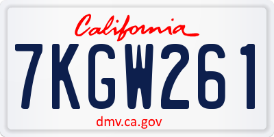 CA license plate 7KGW261