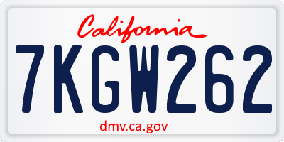 CA license plate 7KGW262