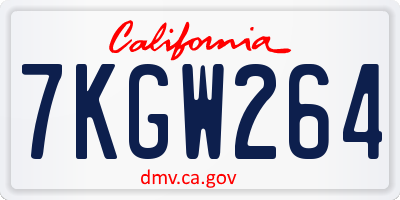 CA license plate 7KGW264