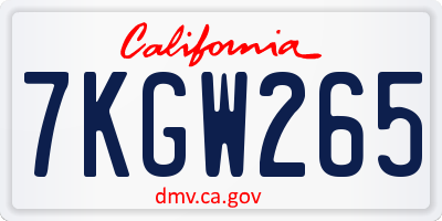 CA license plate 7KGW265