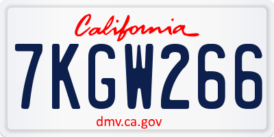 CA license plate 7KGW266