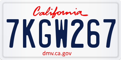 CA license plate 7KGW267