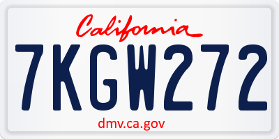 CA license plate 7KGW272