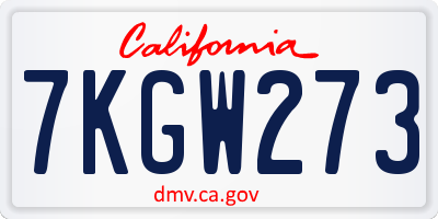 CA license plate 7KGW273