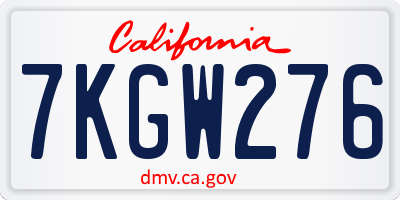 CA license plate 7KGW276