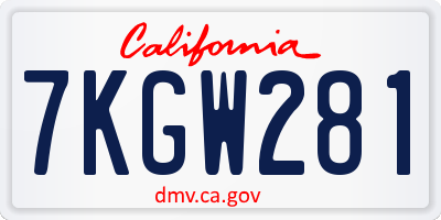 CA license plate 7KGW281