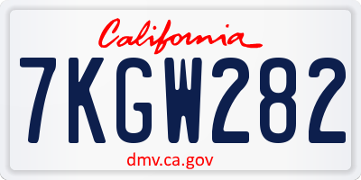 CA license plate 7KGW282