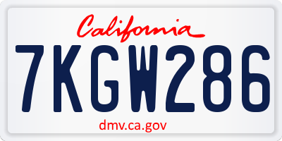 CA license plate 7KGW286