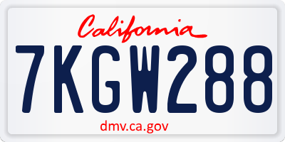 CA license plate 7KGW288