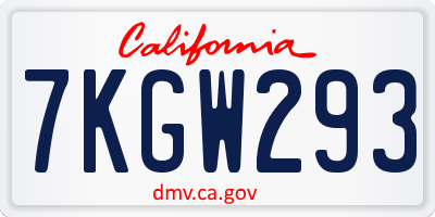 CA license plate 7KGW293