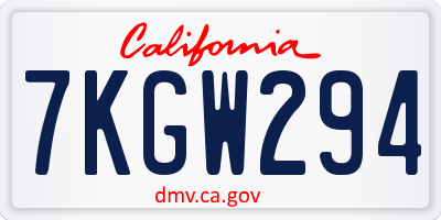 CA license plate 7KGW294
