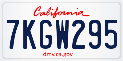 CA license plate 7KGW295