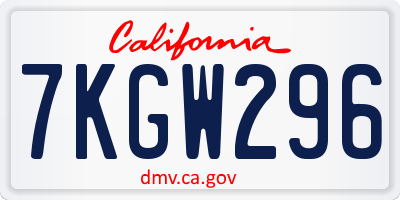 CA license plate 7KGW296