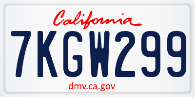 CA license plate 7KGW299