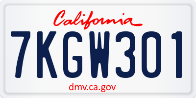 CA license plate 7KGW301