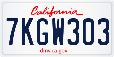 CA license plate 7KGW303