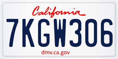 CA license plate 7KGW306