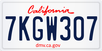 CA license plate 7KGW307