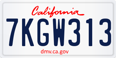 CA license plate 7KGW313