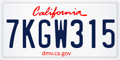 CA license plate 7KGW315