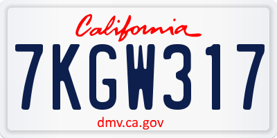 CA license plate 7KGW317