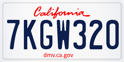 CA license plate 7KGW320