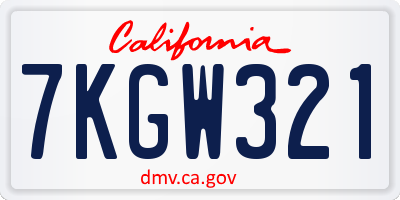 CA license plate 7KGW321