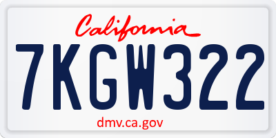 CA license plate 7KGW322