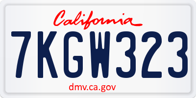 CA license plate 7KGW323