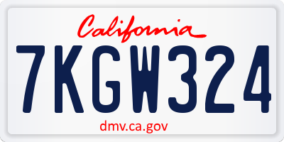 CA license plate 7KGW324