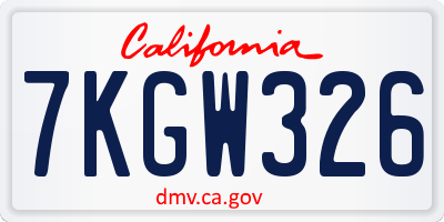 CA license plate 7KGW326