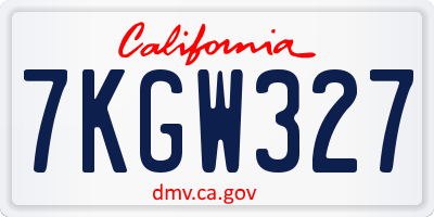 CA license plate 7KGW327