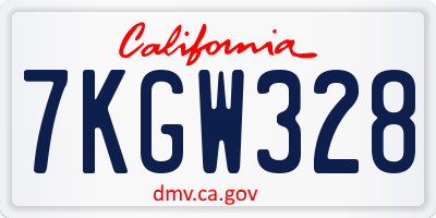 CA license plate 7KGW328