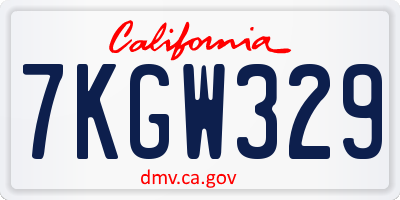 CA license plate 7KGW329