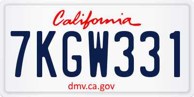 CA license plate 7KGW331