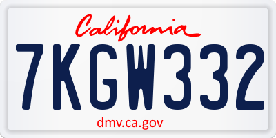 CA license plate 7KGW332